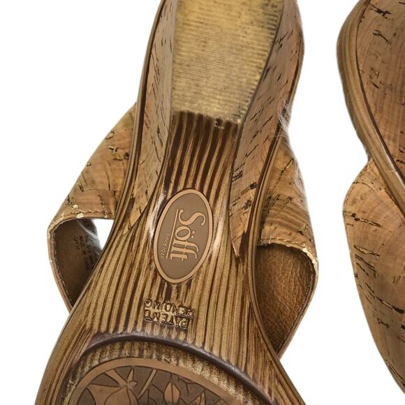 Sofft Cork Peep Toe Sandals Gold Size 8.5 - Picture 6 of 6